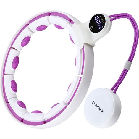 Magnetischer Hula Hoop mit Gewicht und Zähler, Weiß/Violett