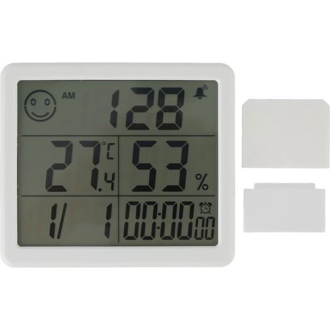 Digitales Thermometer-Hygrometer mit Alarm, empfindlicher Messung und 5-Zoll-LCD-Display – hohe Präzision, Weiß (1/5)