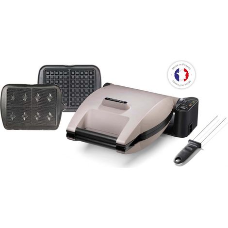 Gaufrier 1200W – 2 plaques interchangeables – Gaufres croustillantes et croque-monsieur – Gris – Lagrange