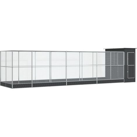 Gabbia per uccelli voliera con estensione argento 830 x 203 x 216 cm acciaio argento 020045663