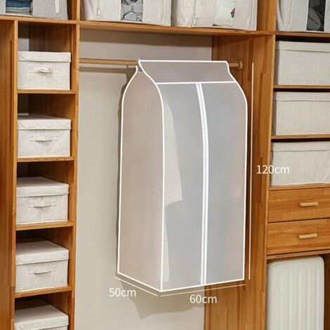 Housse de protection pour penderie, zip complet, anti-poussière et saleté, protège barre et vêtements, robuste, couvre-linge pratique, étui de rangement pour garde-robe (1/5)