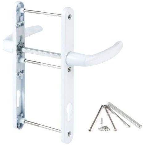 92mm Door Handle - White - Mounting Accessories Included - Aluminum - Total Length: 250mm - For Entrance, Interior and Patio Doors