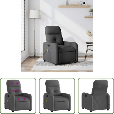 vidaXL Sillón de masaje reclinable de tela gris oscuro (1/5)