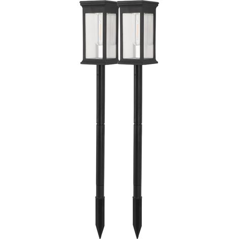 Lot de 2 Spots Solaires Extérieurs Imperméables Détecteur Crépusculaire Éclairage Jardin pour Allée Sentier Terrasse Cour Pelouse Blanc Chaud (1/5)