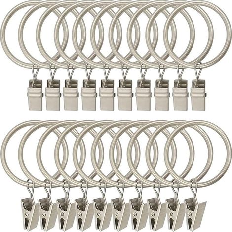 Set mit 30 Metall-Gardinenclips, Gardinenringen, Schlaufen und Aufhängehaken (1/5)