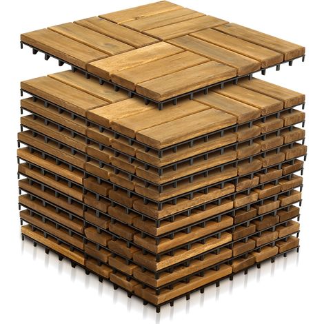 Wolketon 88STK Holzfliese Akazie 30 x 30 cm Terrassenplatten Klicksystem Außen Klickfliesen Balkon Terrassenfliesen Holz,wetterfest rutschfest