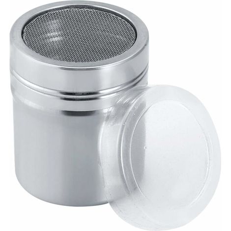 1 shaker à poudre en acier inoxydable, pot de poivre de sel d'épice réutilisable, bidon de bouteille de récipient d'assaisonnement de cuisine, tasse de stockage de sucre de cacao (S) (1/5)