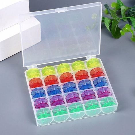 Rocchetti per macchina da cucire con portarocchetto, rocchetti in plastica per macchine da cucire standard (confezione da 25, trasparenti) (1/5)