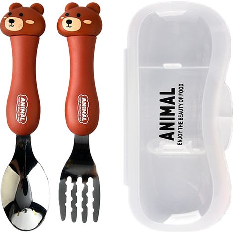Cuillère Et Fourchette Enfant - Acier Inoxydable - Pour Débutants En Autoalimentation - Lot De 2 (1/5)
