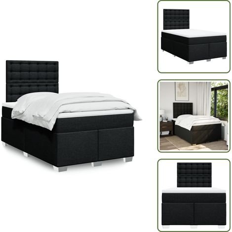 vidaXL Sommier à lattes de lit avec matelas noir 120x190 cm tissu