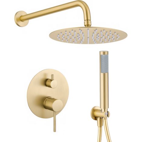 Ducha empotrada oro mate 20 cm monomando de pared Cenia de Valaz