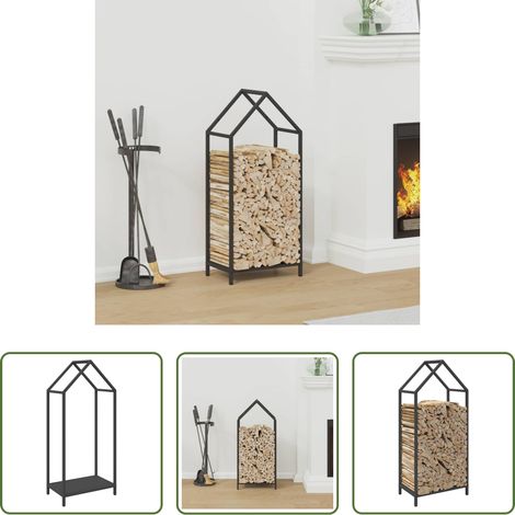 Holz aufbewahren - Brennholzregal Schwarz 40x25x90 cm Kaltgewalzter Stahl (1/5)