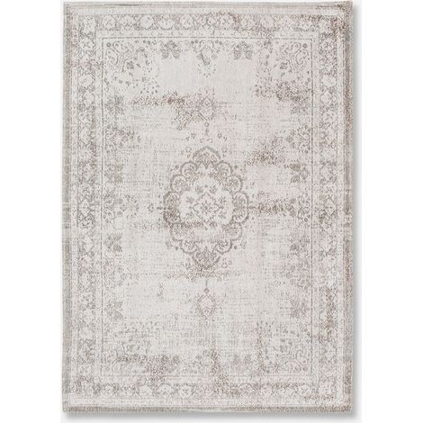 Medaillon-Design – Fading World Medaillon-Teppich – hergestellt in Belgien – mechanisches Jacquard-Flachgewebe – handgefertigt – natürlich rutschfest – 100 % Baumwolle – Salz & Pfeffer – 170 x 240 cm (1/5)