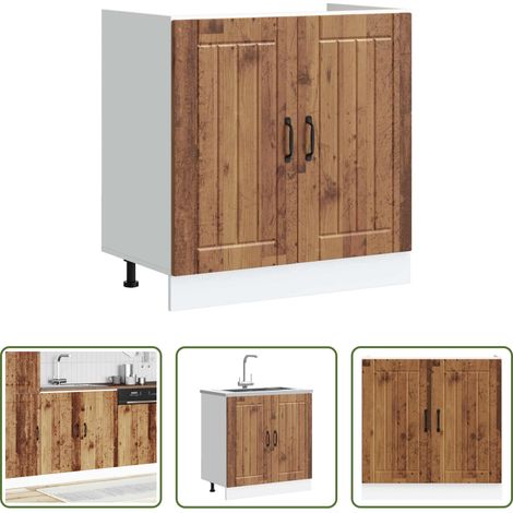 vidaXL Holzwerkstoff -  Spülenunterschrank Lucca Altholz-Optik Holzwerkstoff (1/5)
