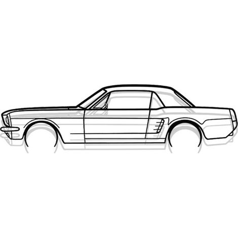 Logo – detailliertes MUSTANG Coupé – 1966 – Wanddekoration aus Metall – 120 cm