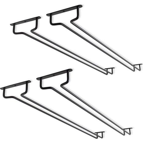 Lot de 4 supports pour verres à vin sous armoire de 15,7 pouces - Support en métal pour verres à vin - Support pour verres à vin - Pour mini bar, rangement de cuisine - Noir (1/4)