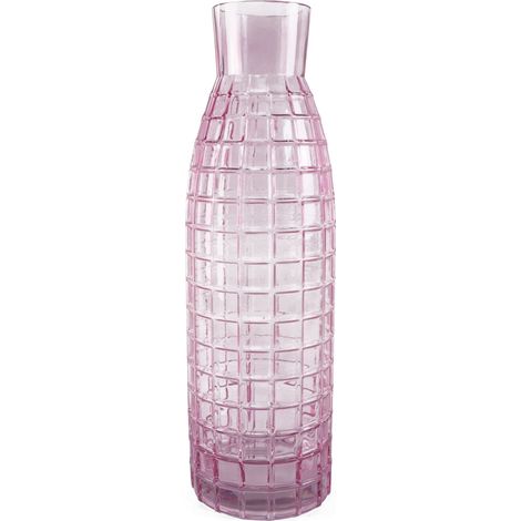 49cm Tall Pink Square Glass Vase (1/5)