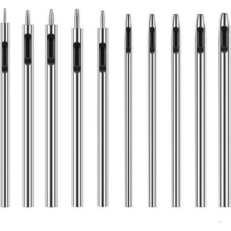 Perforateur Cuir 10 Pièces Emporte Pièce à Frapper Pointeau a Frapper Emporte Piece Cuir Papier Joint Moteur Creux Trou Poinçon Creux en Acier Rond Set Poinçon Creux En Cuir,argent, (1/5)
