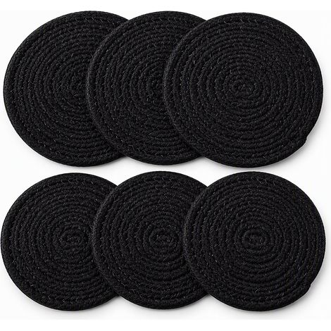 dessous-de-plat isolant noir 12 cm en coton pour la maison