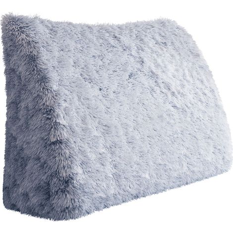 VERCART Großes Bettruhe Keilkissen, Lang Lesekissen, Dekoratives Kopfteilkissen, Dreieckiges Rückenkissen, Loungekissen für Tagesbett oder Couch,Grau Blau,40x50x20CM