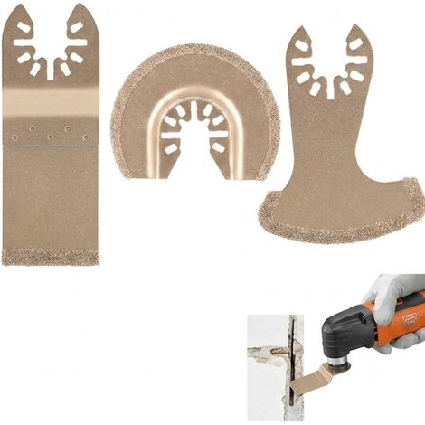 Lot de 3 Lames de Scie Oscillante Universelles, 35 mm Lames d'Outil Multifonction Carbure, Compatibilité Universelle T-Shape, Coupe Précise Carrelage (1/5)
