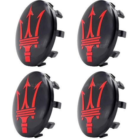 Enjoliveurs Enjoliveurs avec logo central 60 mm Matériau ABS Compatible avec les accessoires Mesertatti (Maser noir rouge) (1/5)