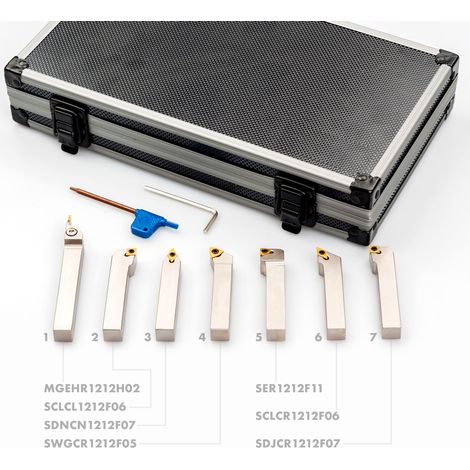 Jeu de 7 outils à plaquette carbure 12 x 12 mm MW-Tech DBS0712
