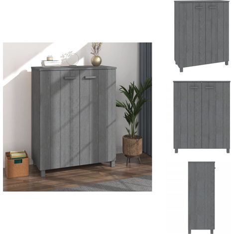 Armoire à chaussures HAMAR Gris foncé 85x40x108 cm Pin massif - Armoire À Chaussures - Meuble À Chaussures - Rangement Chaussures - Meuble Entrée - Mobilier Maison (1/5)