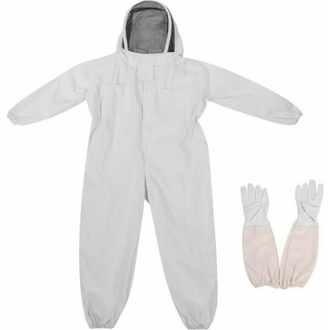 Ahlsen Traje de apicultor, equipo de protección profesional antiabejas con guantes largos y capucha de velo para apicultores, apicultores - blanco (XXL) (1/5)