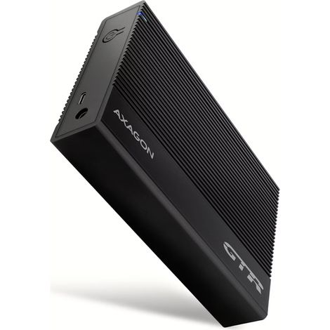 Axagon EE35-GTR USB-C 3.2 Gen 1, SATA 6G, carcasa para disco duro externo de 3,5", acanalada, negra (1/5)