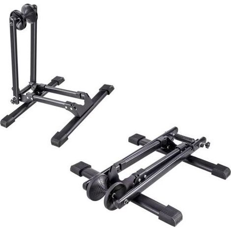 Support à vélo pliable en acier, support de vélo, présentoir à vélo, largeur de pneu jusqu'à 5 cm, support à vélo peu encombrant pour roue avant et arrière (36,5 L x 40 l x 45 H cm Finn Black) (1/5)