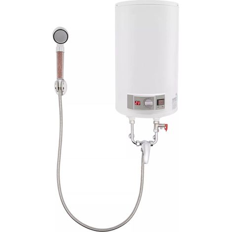 Elektrospeicher Warmwasserspeicher 50L 2000W Wasserboiler Durchlauferhitzer Warmwasserboiler Wandhängend Heizung Speicher Boiler mit Duscheinheit und Schlauch (1/5)