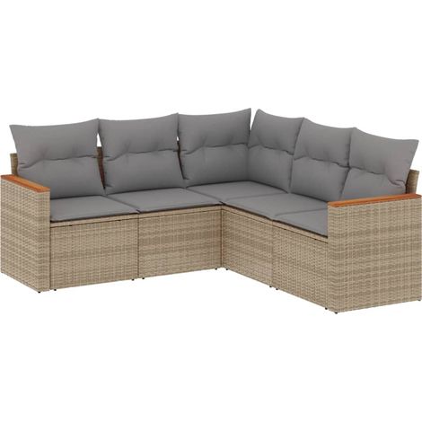 Maison Exclusive - Juego de sofás jardín con cojines beige mezcla (1/5)
