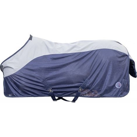 Coperta per cavalli a rete antimosche impermeabile modello Rain: 125 cm, blu scuro/grigio 6995 (1/4)