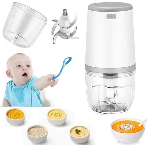 Mini Robot culinaire, 300ml Bébé Blender, Mini Hachoir Électrique, avec Chargement USB (1/5)