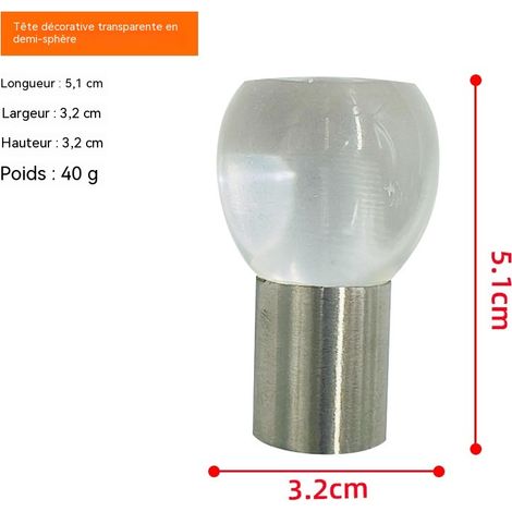 Embout décoratif de tringle à rideaux romaine en fer forgé, style hémisphérique transparent, accessoire pour tringle à rideaux.