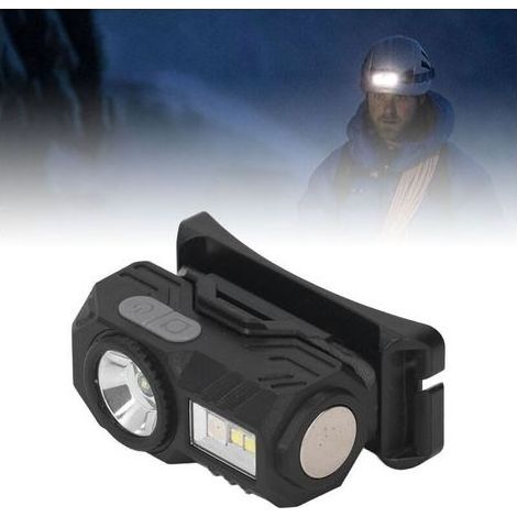 Lampe frontale à détecteur de mouvement Lampe LED magnétique à modes multiples et haute luminosité avec bandeau et clip pour l'extérieur Noir (1/4)