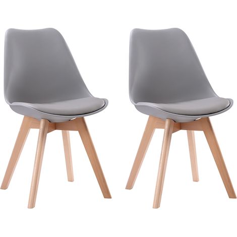Set di 2 sedie scandinave grigie NORA con cuscino (1/5)