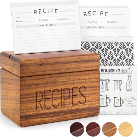Apace Living Vintage Style Holz Rezeptbox mit Karten & Trennwänden - 4x6 (1/5)