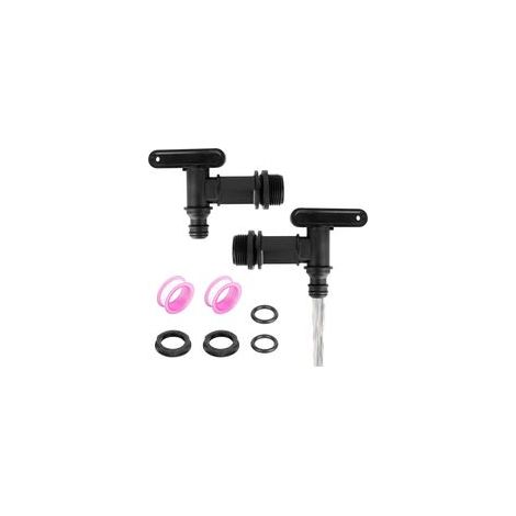 Lot de 2 robinets d'écoulement pour citerne de pluie, en plastique, distributeur d'eau, robinet de rechange de 3/4" avec joint pour réservoir d'eau de bière