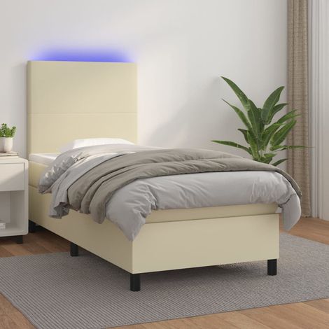 Boxspringbett mit Matratze & LED Creme 100x200 cm Kunstleder (1/5)