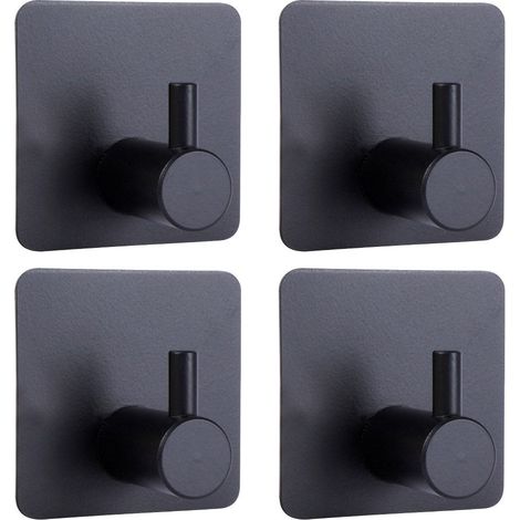 Gancho autoadhesivo para colgar, acero, negro, 4 unidades. (1/5)