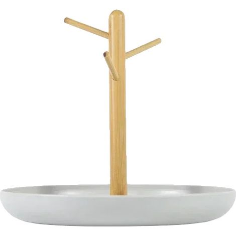 Vassoio portaoggetti in bambù ecologico, design giapponese, rotondo, grigio (1/2)