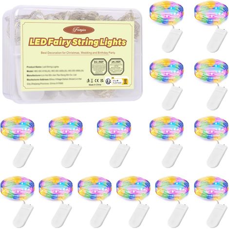 LED Fée Chaîne Lumières, Lot de 15 Guirlande Lumineuse à Pile 2M 20 LED IP67 Étanche Fil de Cuivre pour Décoration Noël Fête Mariage Jardin Terrasse (1/5)