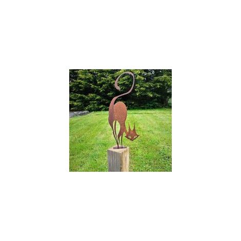 Ornements de jardin en métal pour clôtures, décorations d'extérieur, maison, chat, animaux, sculptures de jardin, silhouettes en fonte rouillée, décoration murale, cadeau pour chat d'Halloween