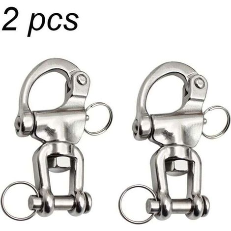 Mousqueton pivotant en acier inoxydable - MICH - 2 pièces - 12x70 mm - Argent - Résistant à la corrosion (1/4)