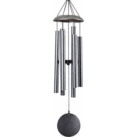 Carillon éolien en métal noir de 81 cm (32 pouces), décoration murale créative, cadeau commémoratif. Carillon éolien argenté de 104 cm (41 pouces). (1/5)