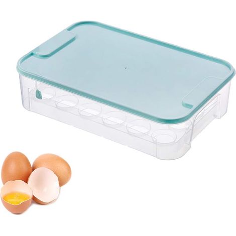 Boîte Rangement d'Oeufs, Boite Rangement d'Oeufs Cuisine, Boite a Oeufs en Plastique, Durables 24 Grilles PP Plateau de Rangement pour œufs pour Réfrigérateur, Randonnée, Extérieur (Bleu) (1/5)
