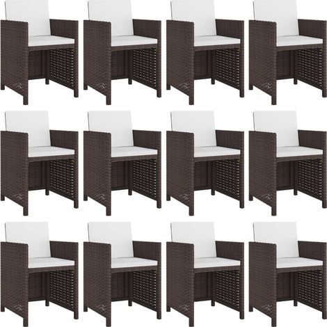INLIFE Salon de jardin avec coussins 13 pcs Résine tressée Marron (1/5)