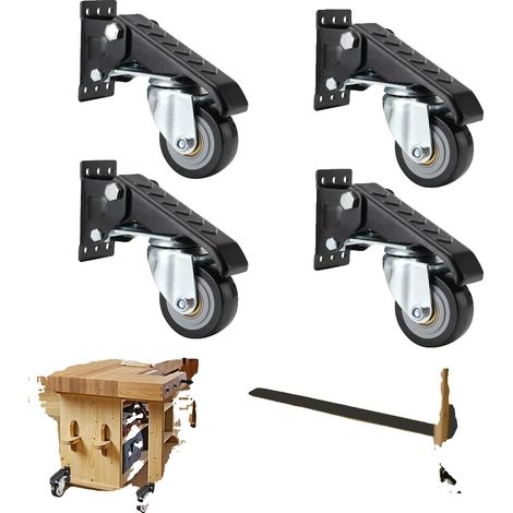 Ruedas giratorias para muebles, diámetro de 65 mm, capacidad de carga de 200 kg, giro de 360 grados, carcasa de acero, 4 unidades.